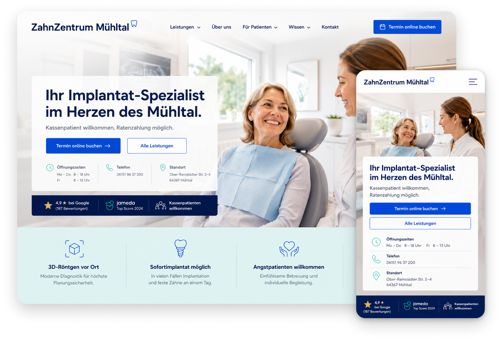 Beispieldesign für ein Implantologie-Zentrum